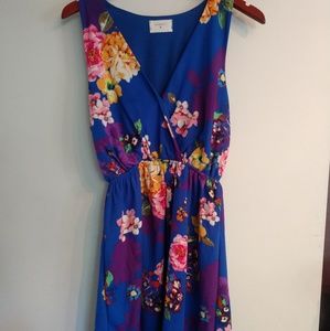 Blue floral mini dress/tunic